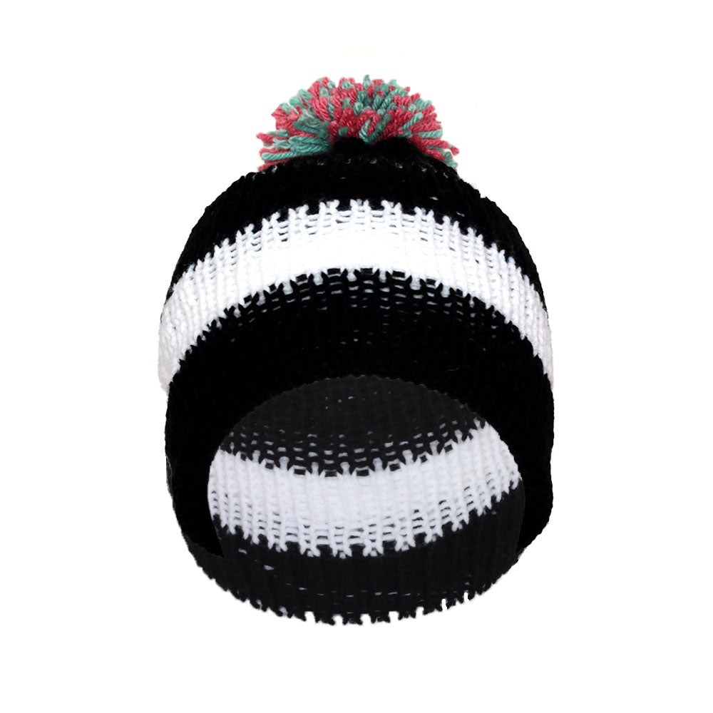 Black and White Beanie Cap inspired by the Beetlejuice Sandworm