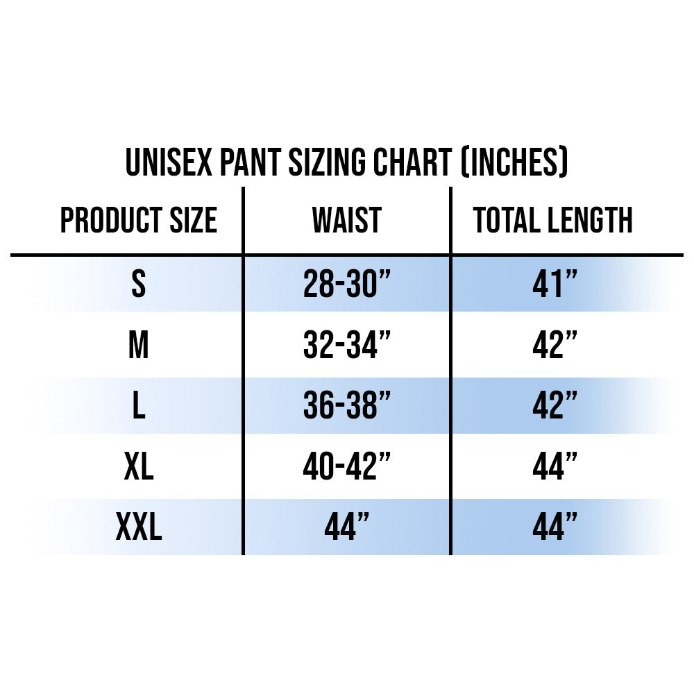 Brief Insanity Lounge Pants Size Chart
