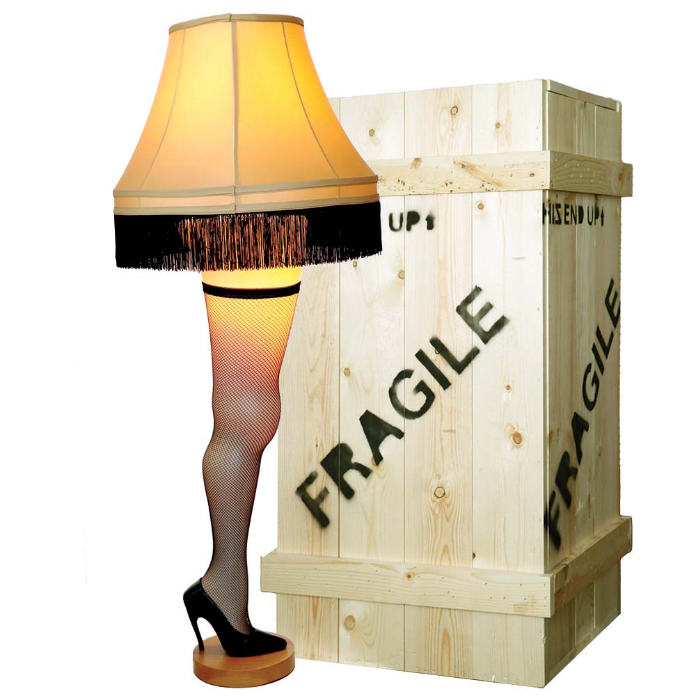 A Christmas Story Movie Replica 50" Full Size Leg Lamp in Full Size Wood Crate