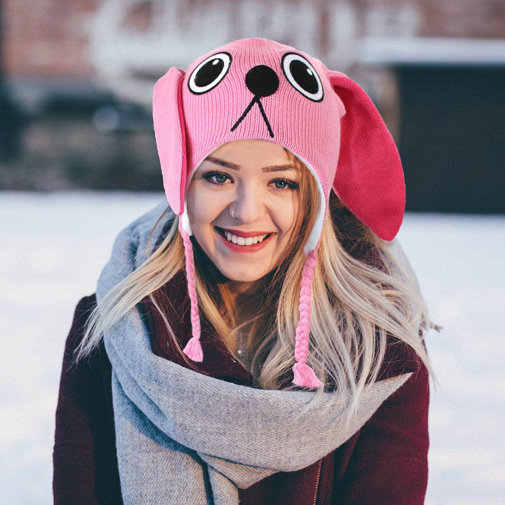 Pink Bunny Laplander Hat On Person