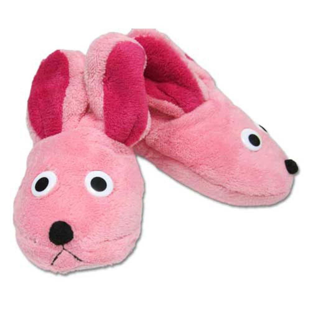 Christmas Easter Deluxe Pink Bunny Slippers with cute eyes and floppy ears.