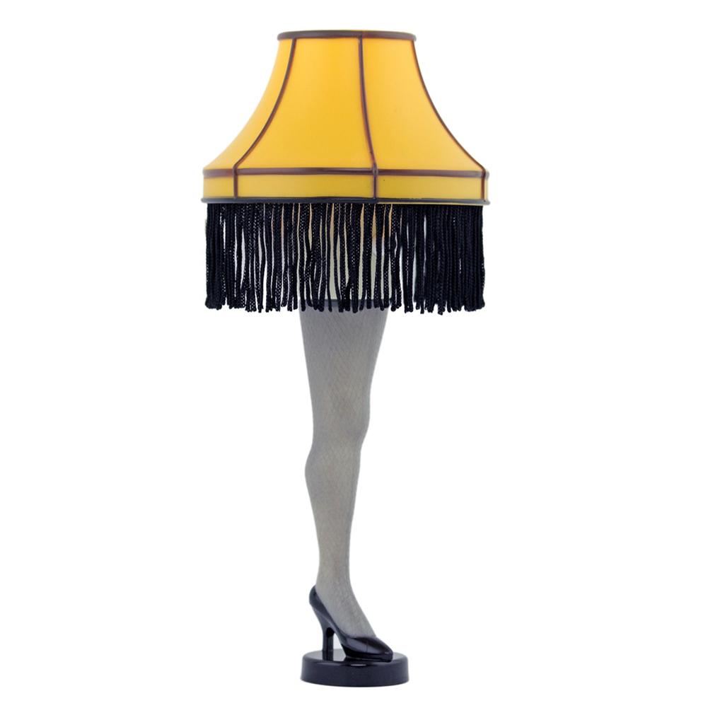 LED leg lamp night light with fishnet stocking and fringe shade