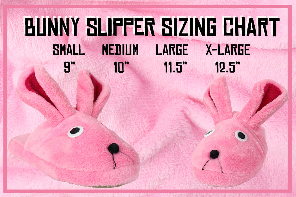 Deluxe Bunny Slippers from Aunt Clara Sizing Chart 
